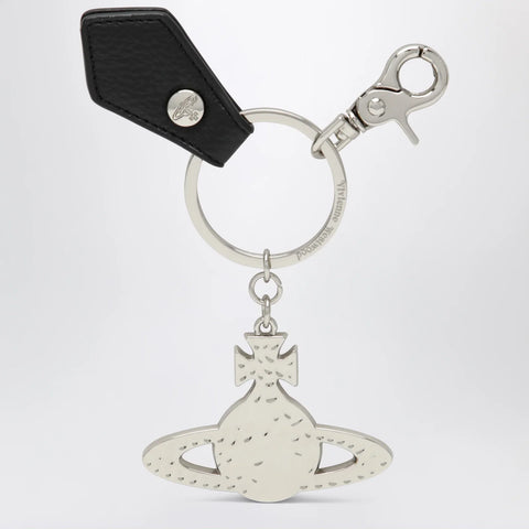 Vivienne Westwood Hammered Orb keyring in hammered iron, silver