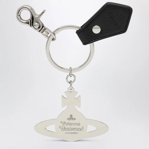 Vivienne Westwood Hammered Orb keyring in hammered iron, silver