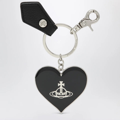Vivienne Westwood Mirror Heart Orb heart keyring in iron, black