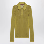 GUCCI Pistachio green perforated technical knit polo