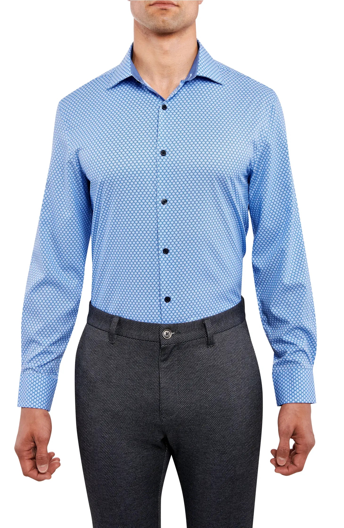 Concentric Circle 4-Way Stretch Slim Fit Dress Shirt-Clothing - Men-W.R.K-15-Urbanheer