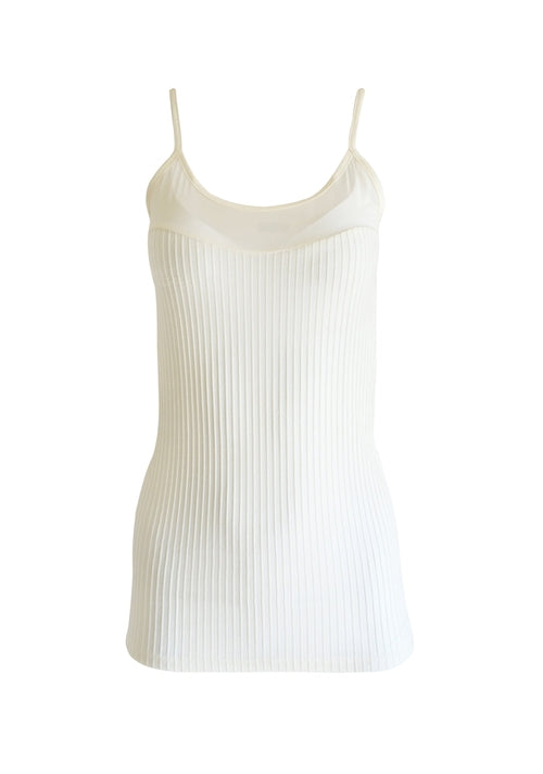 Egi Exclusive Collections Merino Wool Blend Sleeveless Cami With Tulle-Byzantium Hemera-Small/Medium-Bianco-Urbanheer