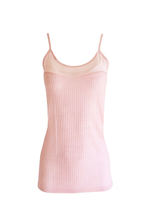 Egi Exclusive Collections Merino Wool Blend Sleeveless Cami With Tulle-Byzantium Hemera-Small/Medium-Rosa-Urbanheer