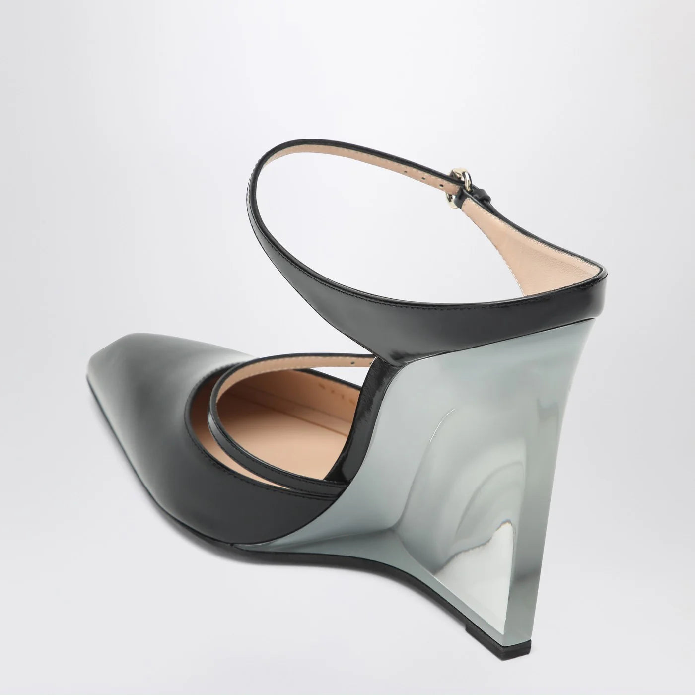GUCCI Black sabots with transparent wedge