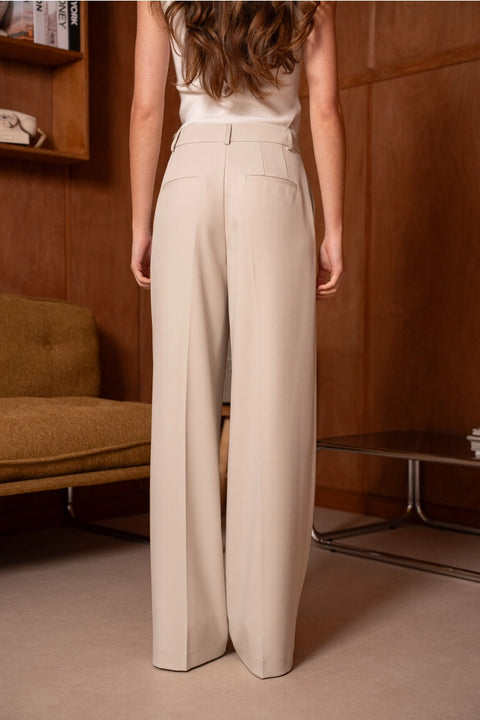 Wide-Cut Tailored Trousers
