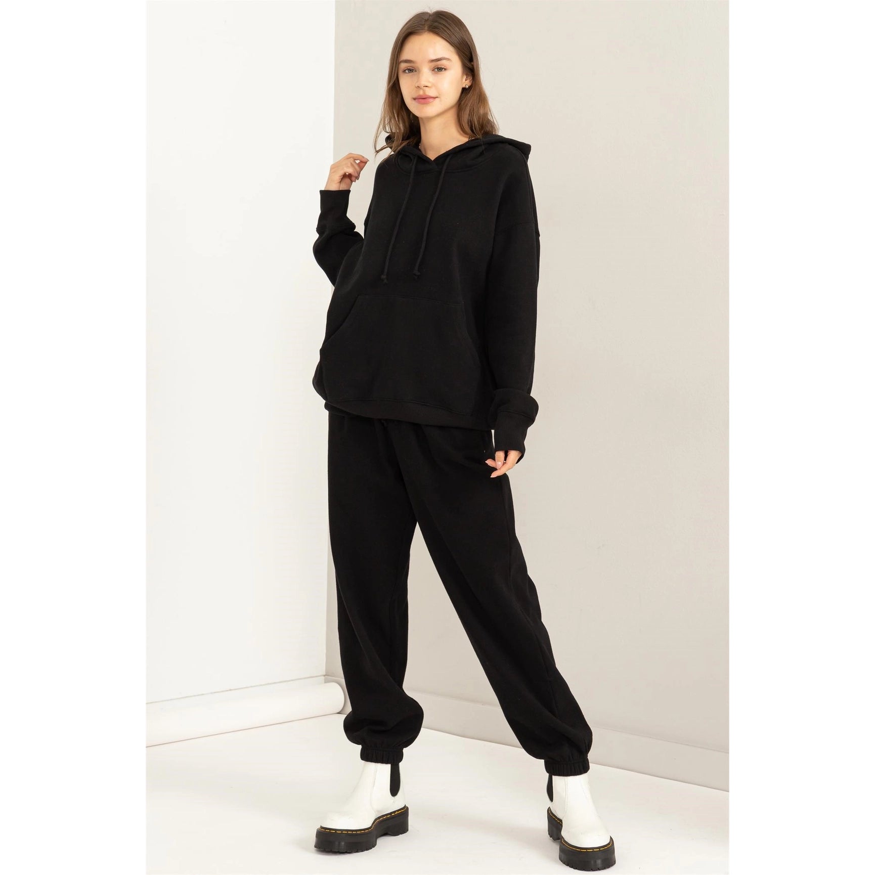 Weekend Chiller Drop Shoulder Oversized Hoodie - Black-Clothing - Women-Street 360-Black-S-Urbanheer