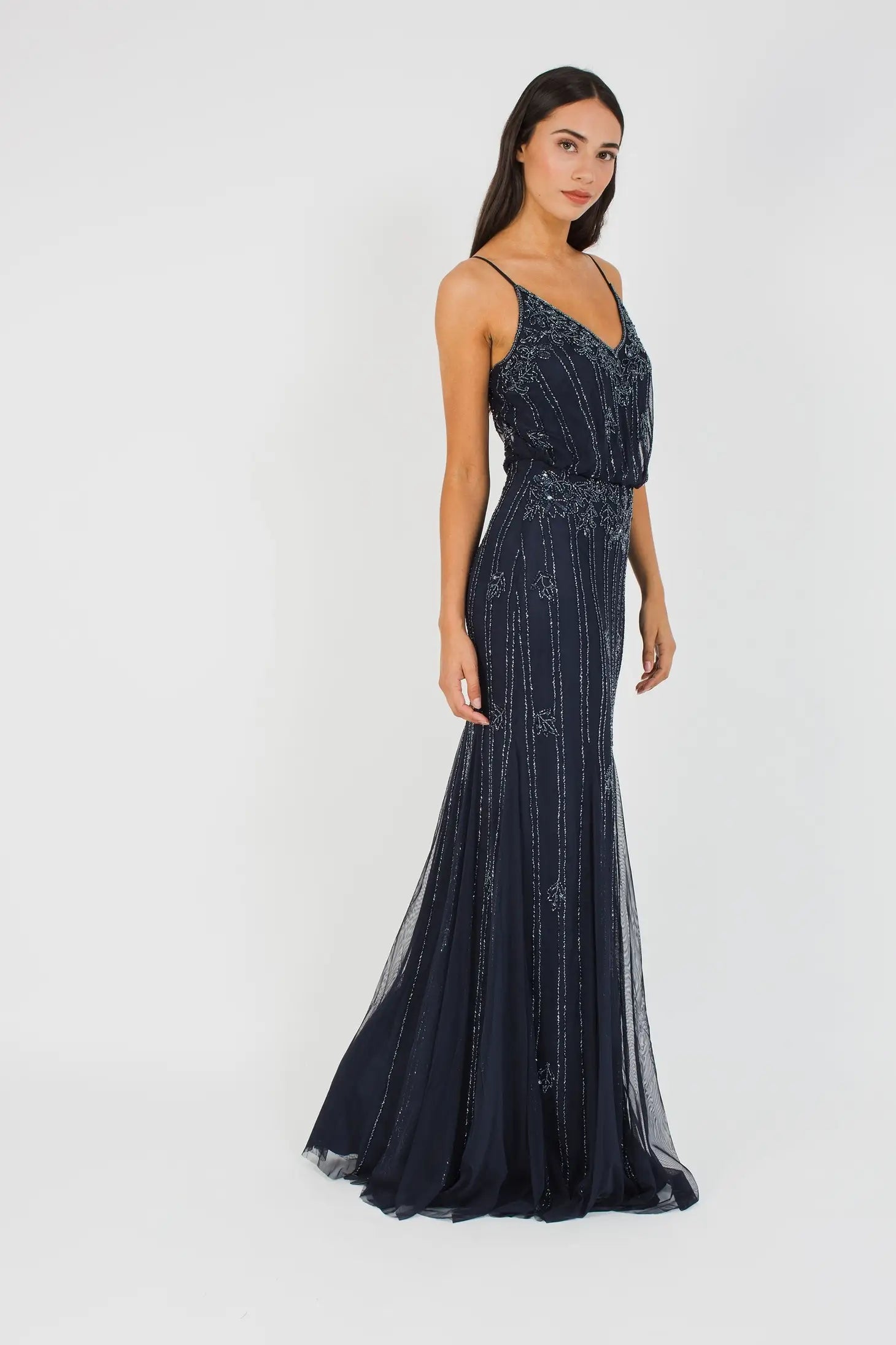 Keeva Maxi Dress - Navy-lace and beads-6-Urbanheer