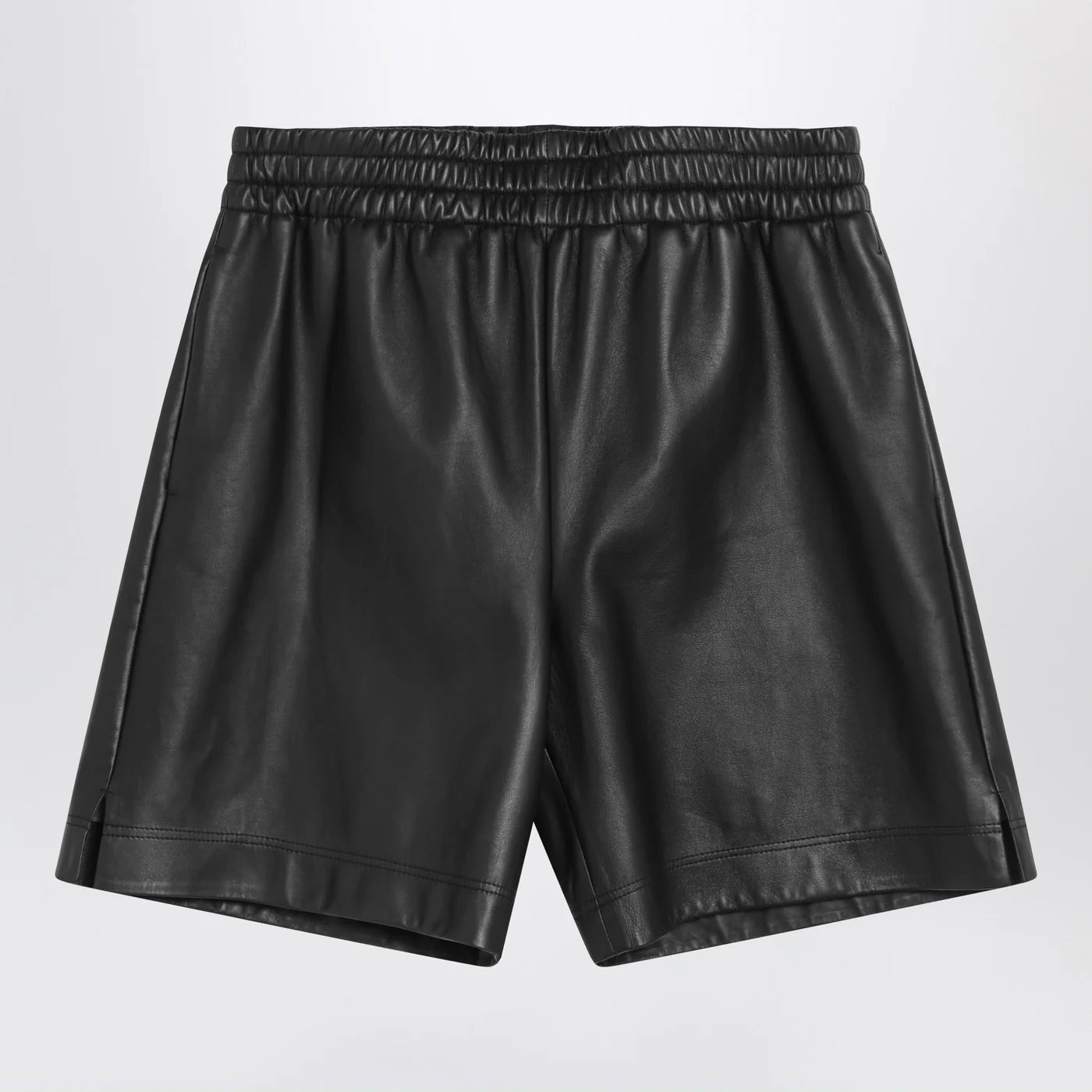 GUCCI Black leather Bermuda shorts