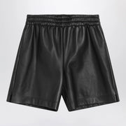 GUCCI Black leather Bermuda shorts