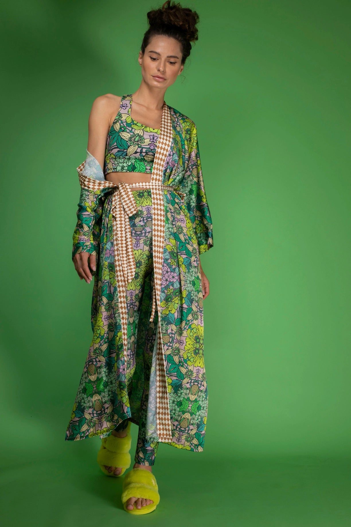 Stretchy Psychedelic Botanical Printed Green Garden Leggings-Nuvula-XS-Urbanheer