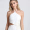 Flower Embellished Cut-Out Halter Dress White/White Flower-Dress-Avec Les Filles-4-Urbanheer