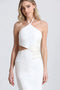 Flower Embellished Cut-Out Halter Dress White/White Flower-Dress-Avec Les Filles-4-Urbanheer