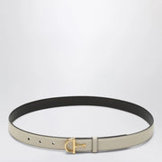 GUCCI Thin ivory belt with Half Horsebit buckle