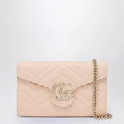 GUCCI GG Marmont pink wallet with chain