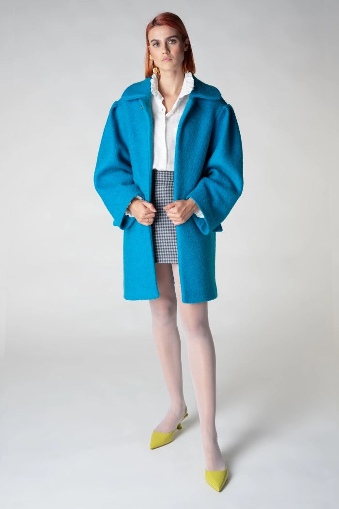 Light Blue Bouclè Oversize Coat-Clothing - Women-Nicole Baratta-One Size-Urbanheer