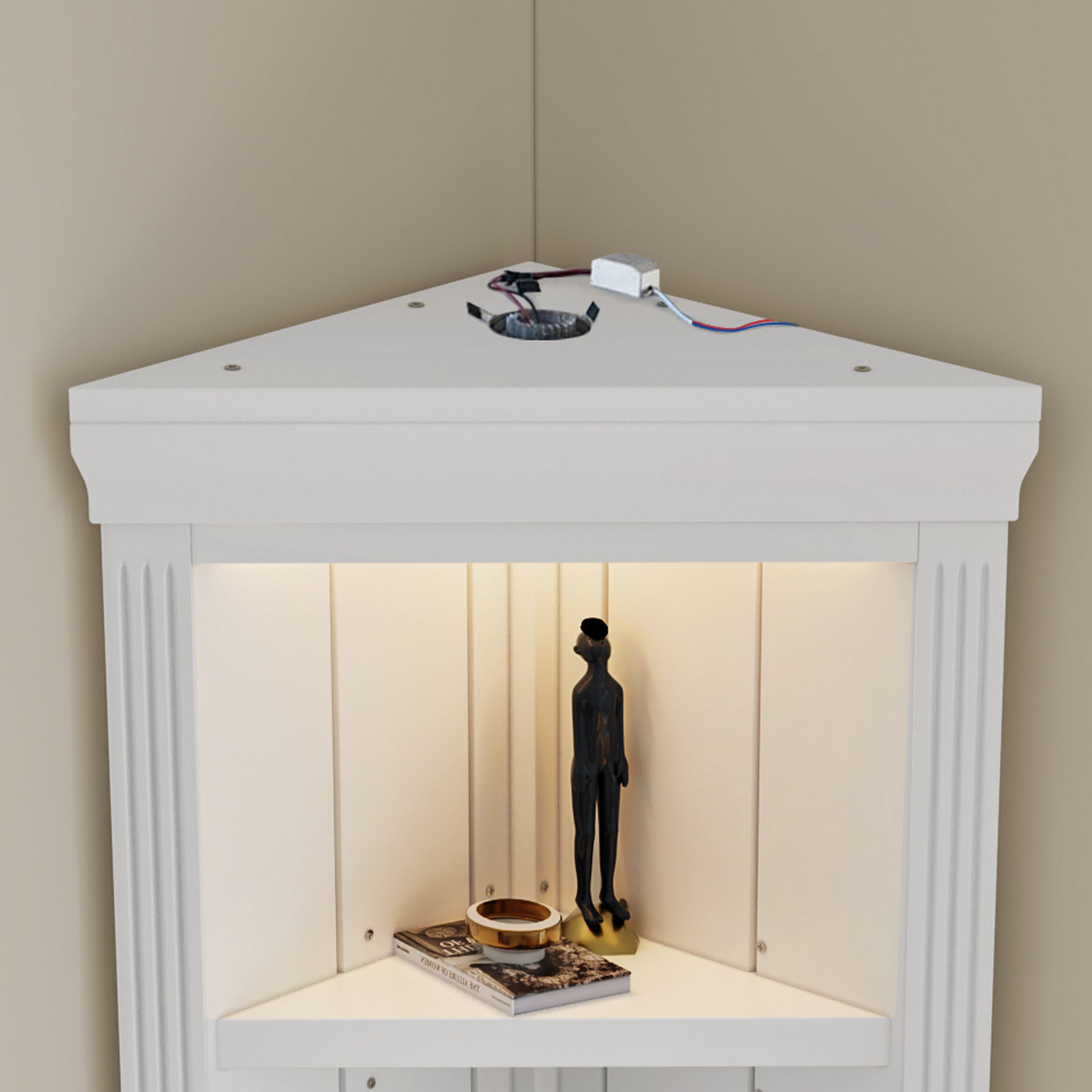 83.4'Tall Modern Corner Shelf,5 Tier Corner Bookcase with LED Light, Storage Standing Shelf Unit,-UH Decor-Default-Urbanheer