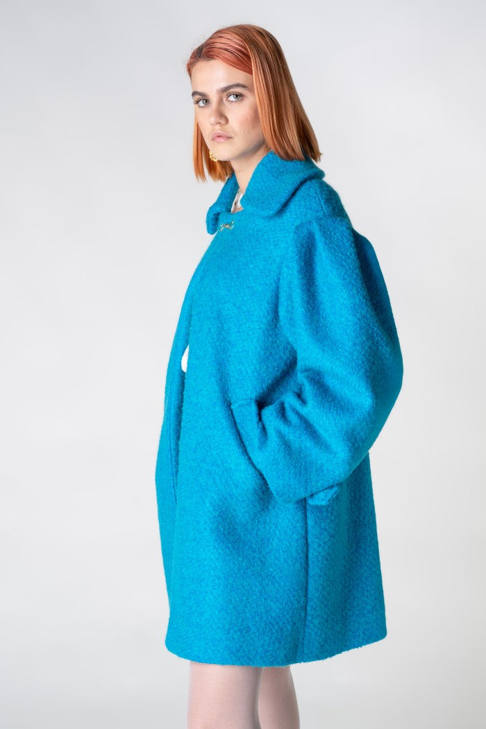 Light Blue Bouclè Oversize Coat-Clothing - Women-Nicole Baratta-One Size-Urbanheer