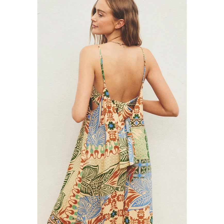 Desert Bliss Tie Back Detail Jumpsuit-Jumpsuit-Dress Forum-NATURAL/BLUE-S-Urbanheer