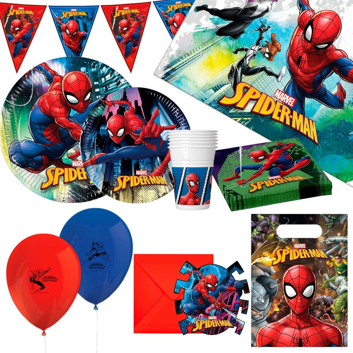 Party supply set Spider-Man 66 Pieces-Home and cooking, Sewing and handicrafts-Spider-Man-Urbanheer