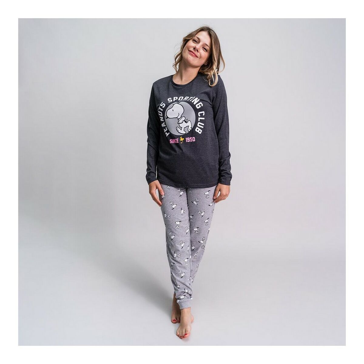 Pyjama Snoopy Grey Lady-Clothing, Women-Snoopy-Urbanheer