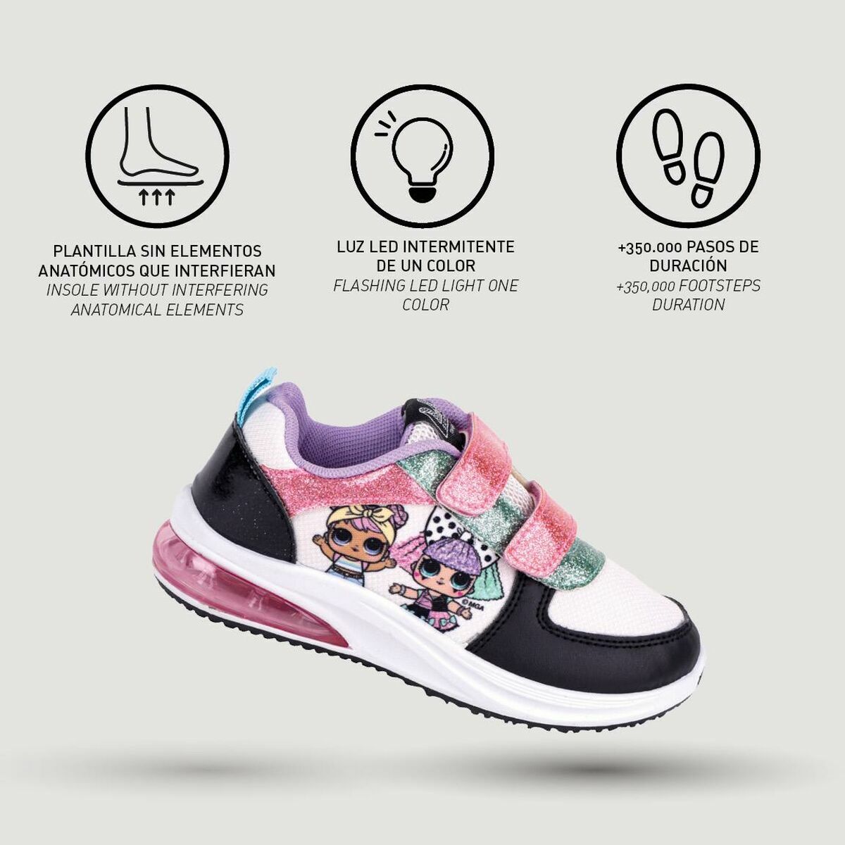 LED Trainers LOL Surprise! Velcro Black-Shoes and accessories, Shoes-LOL Surprise!-Urbanheer