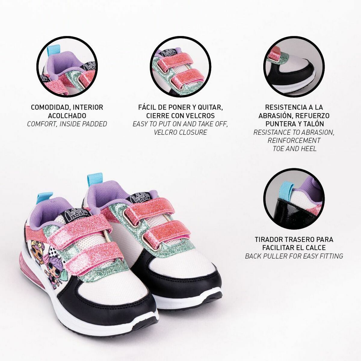 LED Trainers LOL Surprise! Velcro Black-Shoes and accessories, Shoes-LOL Surprise!-Urbanheer