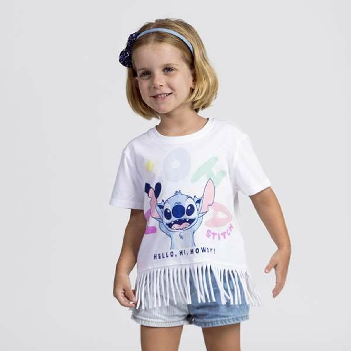 Child's Short Sleeve T-Shirt Stitch White-Clothing, Girls-Stitch-Urbanheer