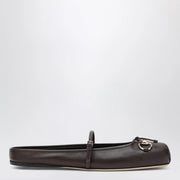 GUCCI Dark brown leather mules with Horsebit detail