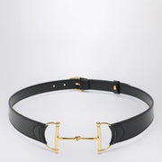 GUCCI Black belt with oversized Horsebit buckle