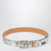 GUCCI GG Marmont reversible belt in brown/white leather with Flora print