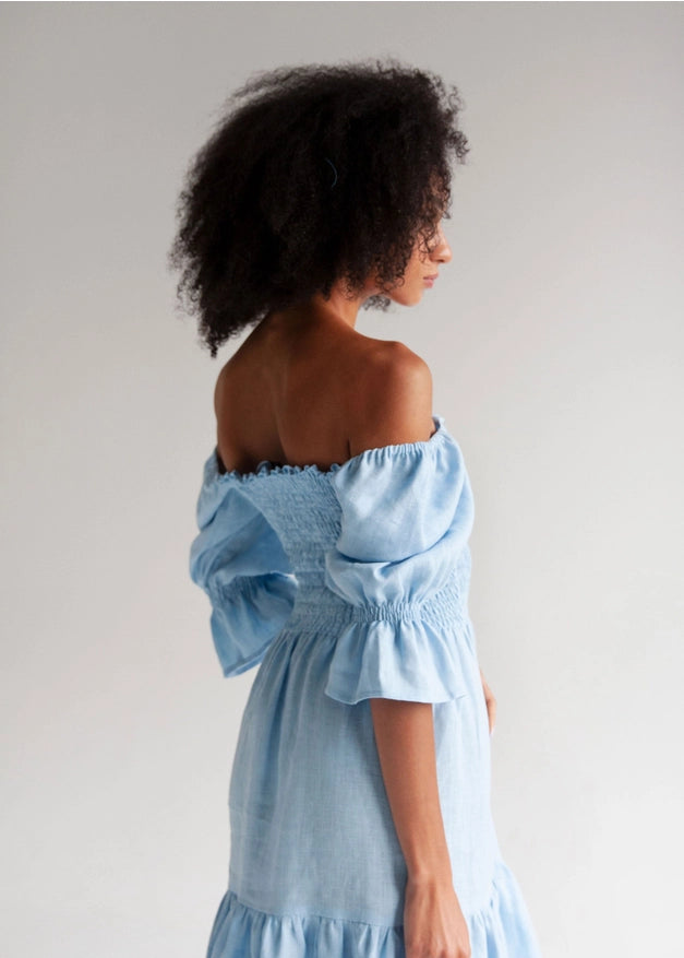 "Camila" Sky Blue Midi Dress-Dress-Nich Linen-XXS-Urbanheer