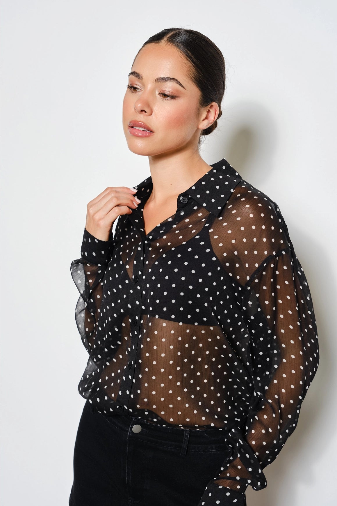 Cecilia Polka Dot Shirt in Black