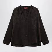 GUCCI Brown jacquard silk shirt with clamps