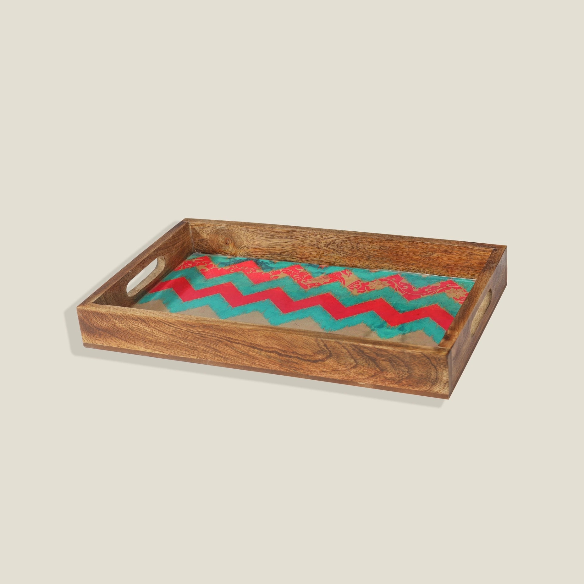 Sunrise Springs Resin And Wood Decorative Trays (Set Of 3)-Tiramisu-Urbanheer