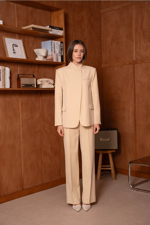 Timeless Structured Jacket with Fold-Down Officer Collar
