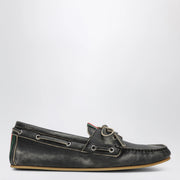 GUCCI Black boat shoes with washed effect