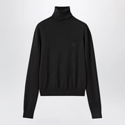 GUCCI Black Wool Turtleneck With Logo Embroidery