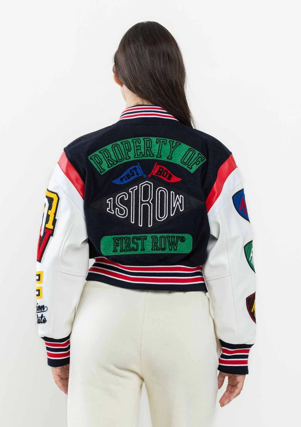 Championship Winner Cropped Varsity Jacket-Jacket-First Row-NAVY-S-Urbanheer