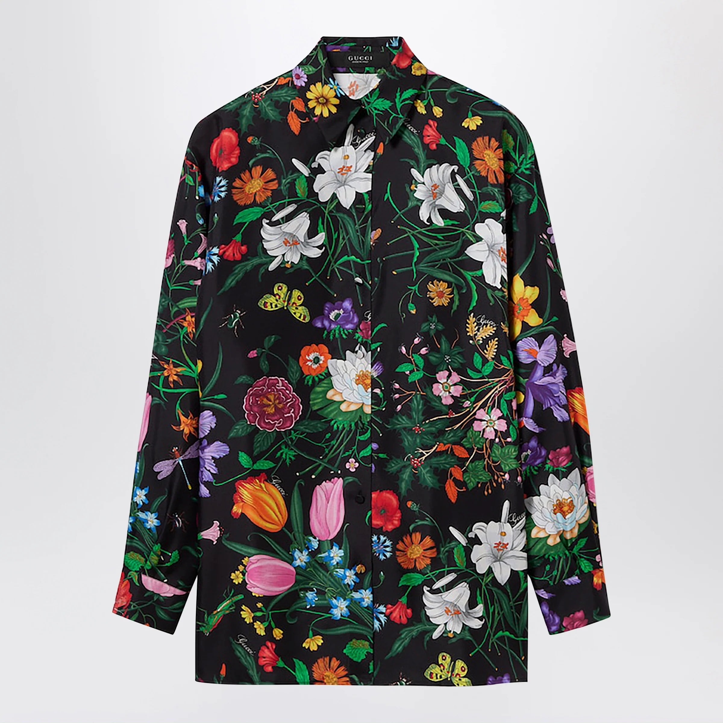 GUCCI Silk Twill Shirt With Flora Print