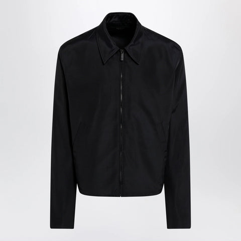 GUCCI Zip jacket in cotton and acetate faille, black