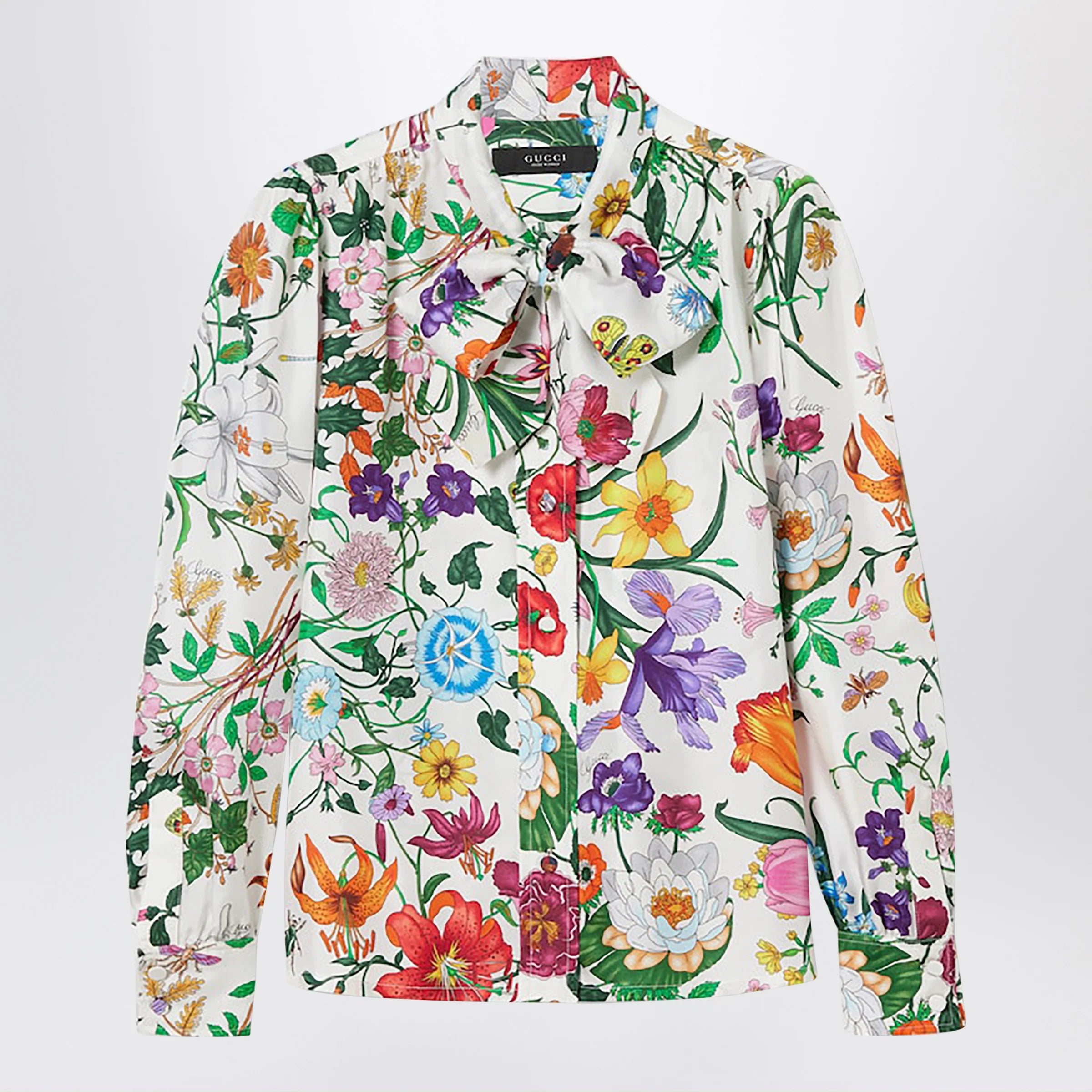 GUCCI Silk Twill Shirt With Flora Print
