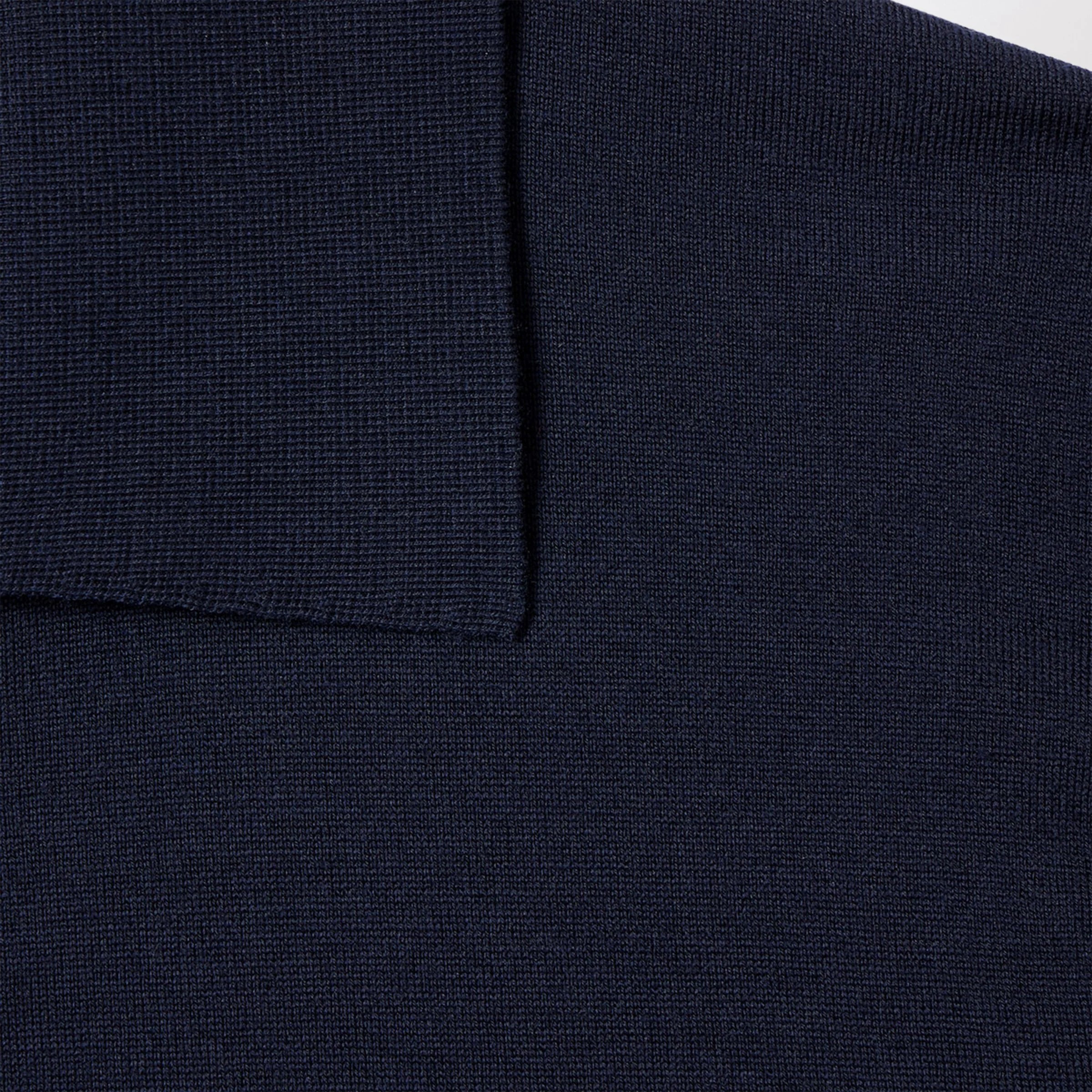 GUCCI Dark blue wool knit polo with GG embroidery
