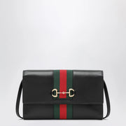 Black Gucci Horsebit Web wallet with strap