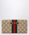 GUCCI Horsebit Web zipped wallet in GG canvas beige