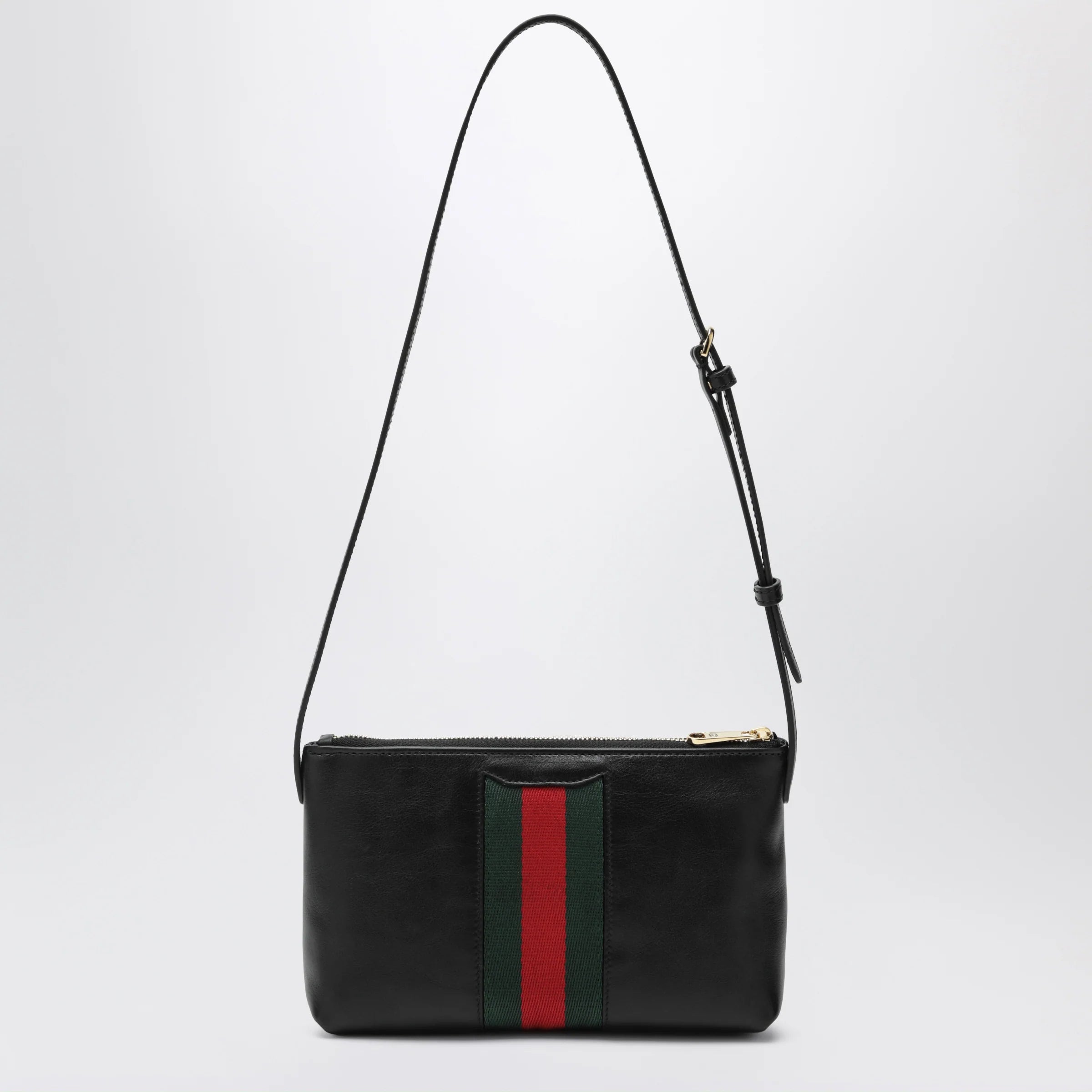 GUCCI Black Leather Mini Horsebit Web Bag
