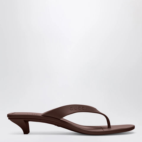 GUCCI Vittoria Brown Rubber Flip-Flops