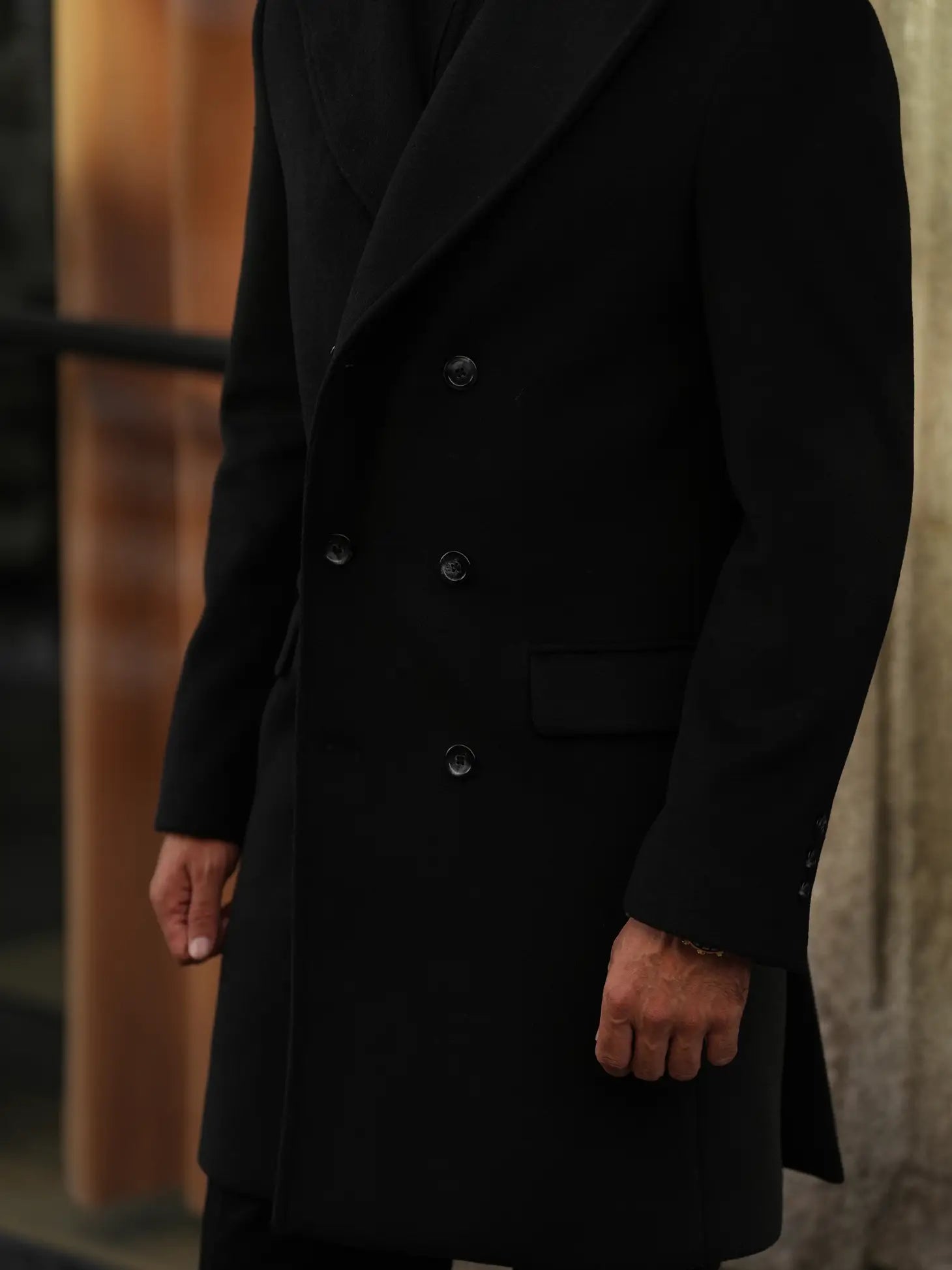 Double Breasted Overcoat Black-Clothing - Men-Donato-S-Urbanheer