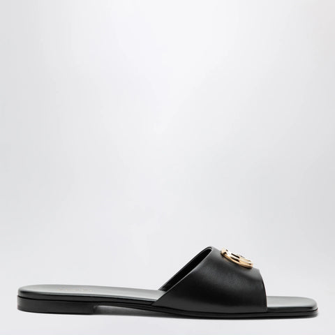 GUCCI Black nappa leather Double G slides