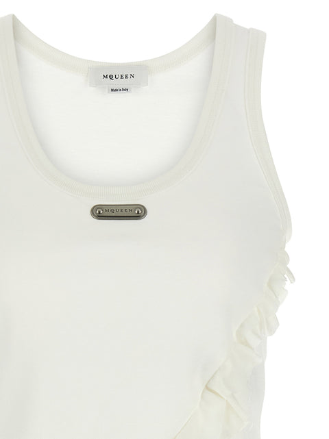 Alexander McQueen Silk Ruffle Tank Top