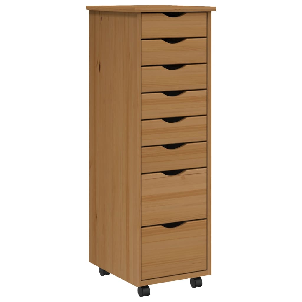 Vidaxl Rolling Cabinet With Drawers Office Filing Cabinet Moss Solid Wood Pine-Furniture > Cabinets & Storage > Storage Cabinets & Lockers-vidaXL-Gray-13.4" x 15.4" x 40.6"-Urbanheer